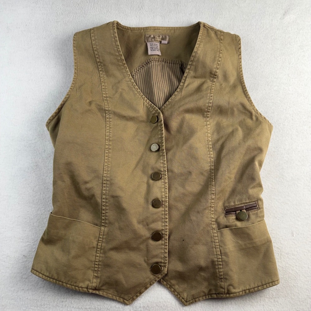 The Territory Ahead Women Tan Corduroy Button Front Cinch Back Vest Size 6